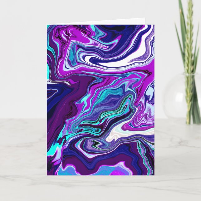 Purple, Blue and Teal Abstract | Thinking of You Card (Front)