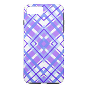 Purple, Blue and White Geometric Plaid iPhone 8 Plus/7 Plus Case