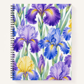 Purple Blue and Yellow Iris Floral Notebook