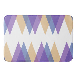 Purple, blue and yellow triangles bath mat