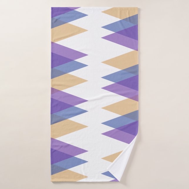 Purple, blue and yellow triangles bath towel (Bath Towel)