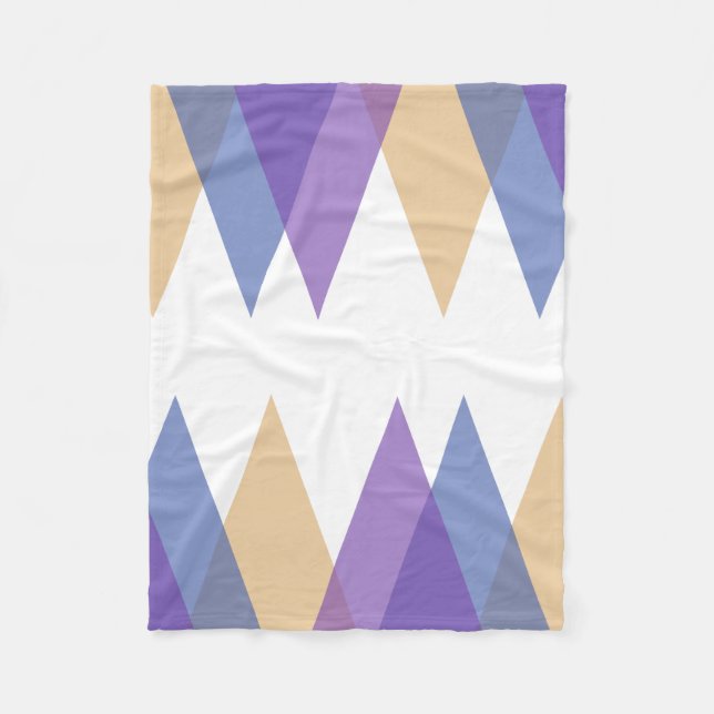 Purple, blue and yellow triangles fleece blanket (Front)