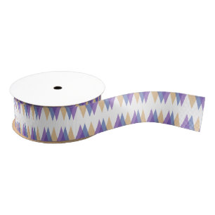 Purple, blue and yellow triangles grosgrain ribbon