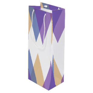 Purple, blue and yellow triangles wine gift bag
