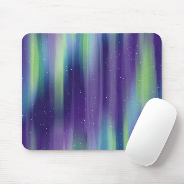 Purple Blue Aurora Borealis Night Sky Mouse Pad (With Mouse)