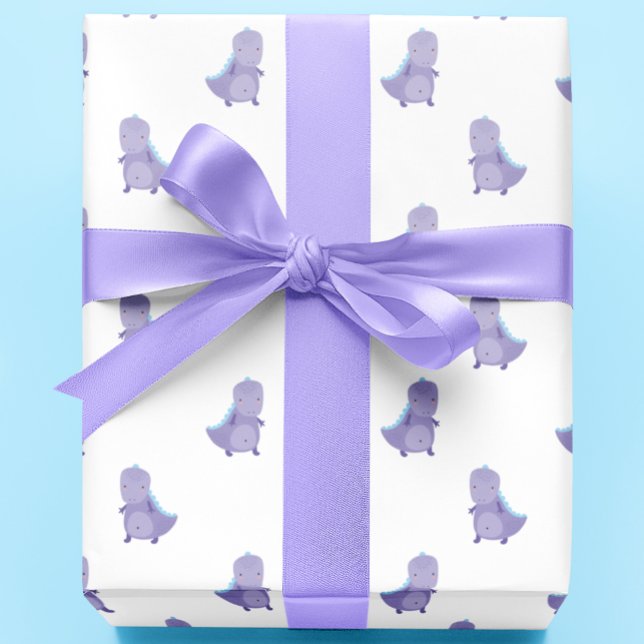Purple Blue Baby Dinosaur Pattern Wrapping Paper (Creator Uploaded)