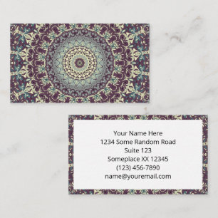 Purple Blue Beige Mandala Kaleidoscope Medallion Business Card