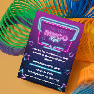 Purple Blue Bingo Night Party Invitation