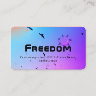 Purple, blue, birds, star, freedom business card