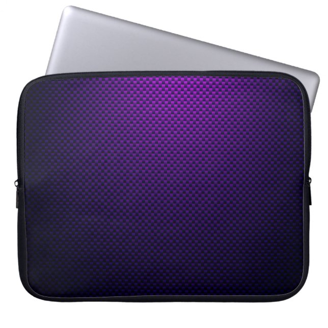 Purple blue black carbon fibre patterned laptop sleeve (Front)