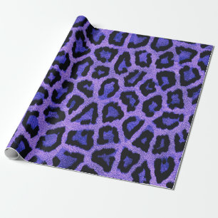 Purple Blue Black Leopard Animal Print Wrapping Paper