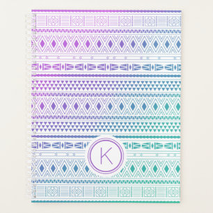 Purple Blue Boho Monogram Ombre Planner