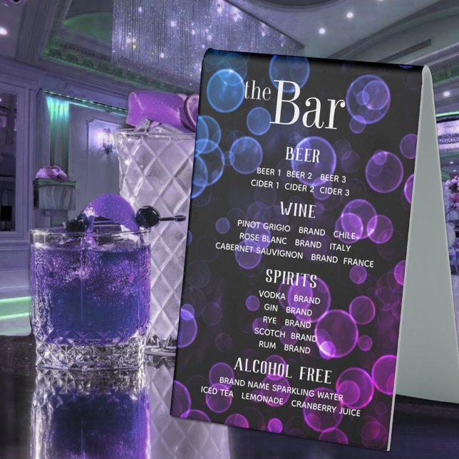 Purple Blue Bokeh Black Concert Club Bar Menu (Creator Uploaded)