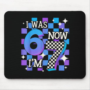 Purple blue checkered was 6 7 67 birthday girl boy mouse pad