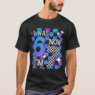 Purple blue checkered was 6 7 67 birthday girl boy T-Shirt