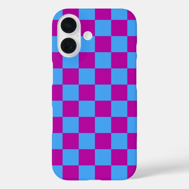 Purple Blue Chequered Check Pattern Case-Mate iPhone Case (Back)