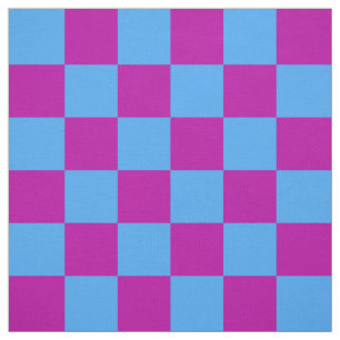 Purple Blue Chequered Check Pattern Fabric