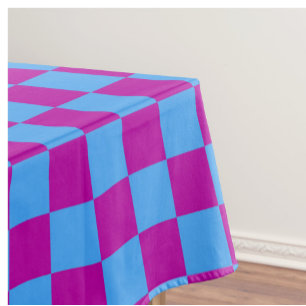 Purple Blue Chequered Check Pattern Tablecloth