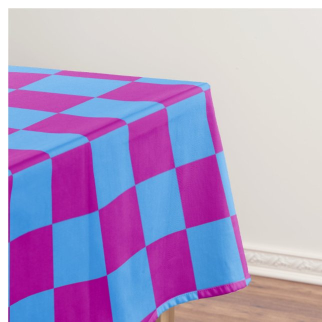 Purple Blue Chequered Check Pattern Tablecloth (Creator Uploaded)