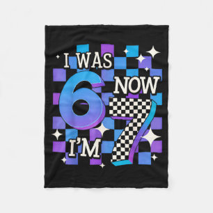 Purple blue chequered was 6 7 67 birthday girl boy fleece blanket