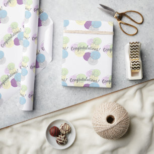Purple Blue Circular pattern Congratulations Wrapping Paper