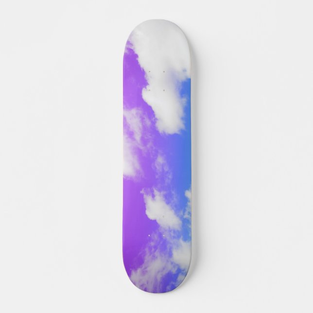 Purple Blue Clouds Sky Skateboard (Front)