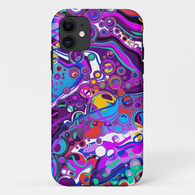 Purple, Blue Colourful Bubbles Abstract Modern   Case-Mate iPhone Case (Back)