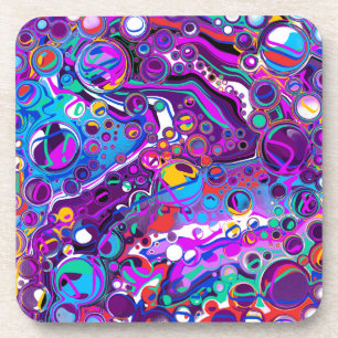 Purple, Blue Colourful Bubbles Abstract Modern Coaster
