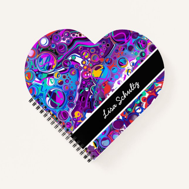 Purple, Blue Colourful Bubbles Abstract Modern    Notebook (Front)