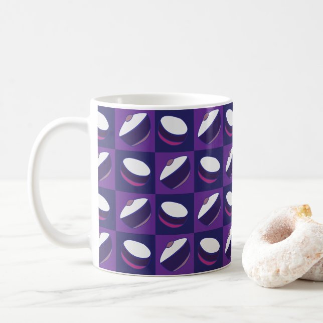 Purple Blue Cooking Bowl Kitchen  Coffee Mug (With Donut)
