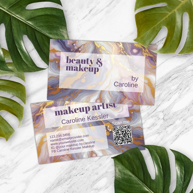 Purple Blue Dark Pink Gold Marble Art Pattern Business Card (Creator Uploaded)