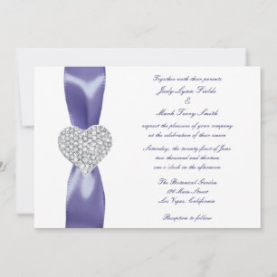 Purple Blue Diamond Heart Wedding Invitation