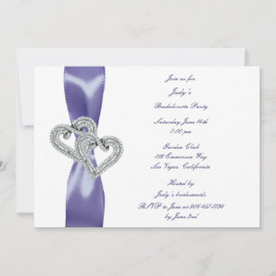 Purple Blue Diamond Hearts Bachelorette Party Invitation
