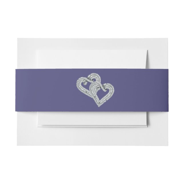 Purple Blue Diamond Hearts Invitation Belly Band (Front Example)
