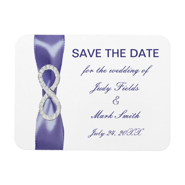 Purple Blue Diamond Infinity Save The Date Magnet (Horizontal)