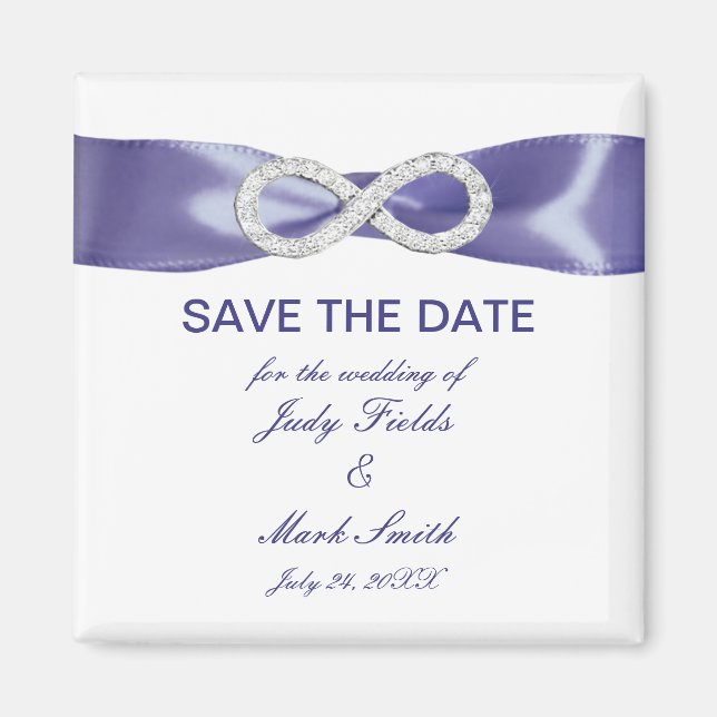 Purple Blue Diamond Infinity Save The Date Magnet (Front)