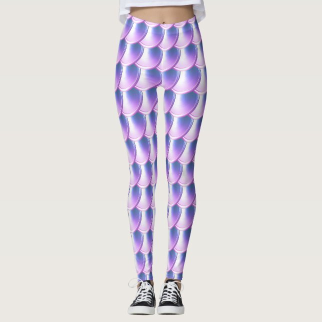 Purple Blue Dragon Scale Cosplay Leggings (Front)