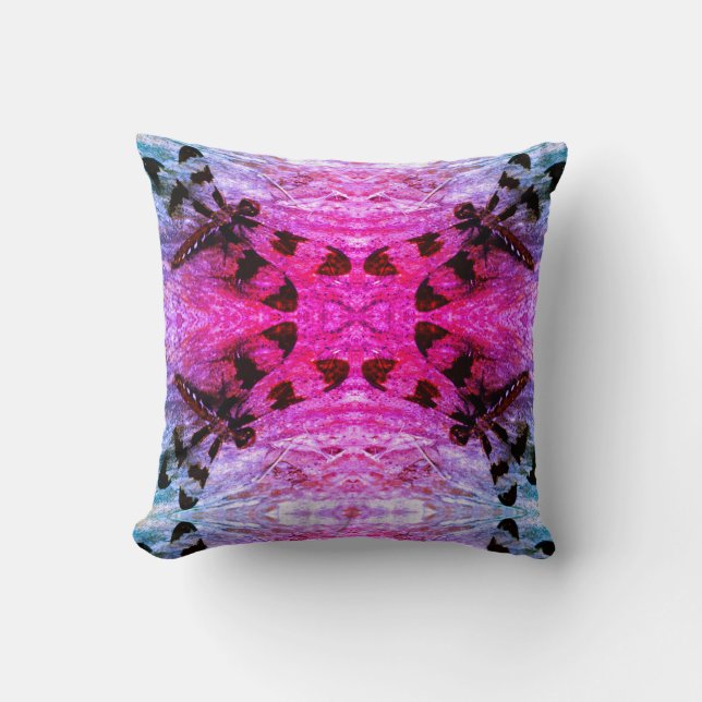 Purple blue dragonfly pattern solid back cushion (Front)