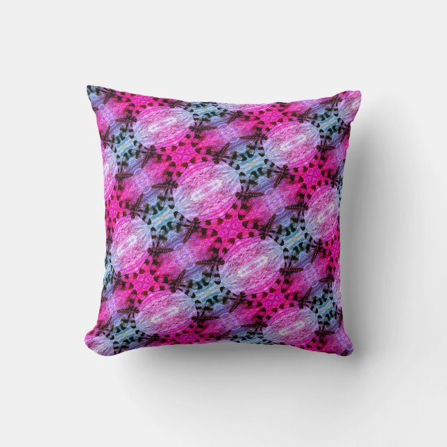 Purple blue dragonfly pattern solid back cushion (Front)