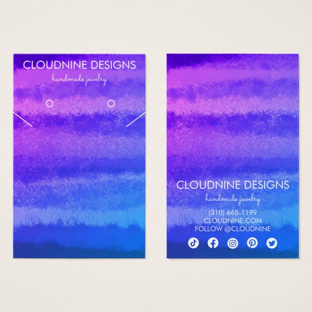 Purple Blue Earring Necklace Jewellery Display Car (Front & Back)