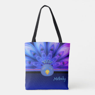 Purple & Blue Electric Peacock Mandala Tote Bag