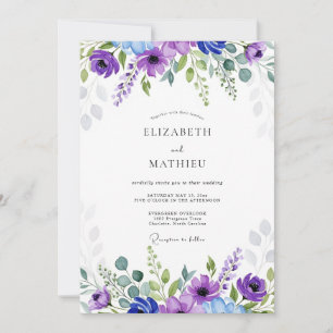 Purple Blue Ethereal Botanical Wedding Invitation