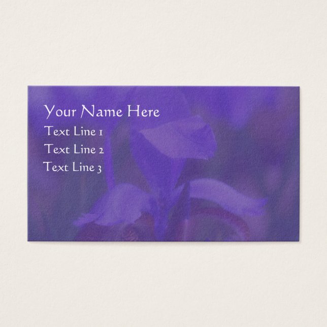 Purple Blue Flag Iris Flower Business Card (Front)
