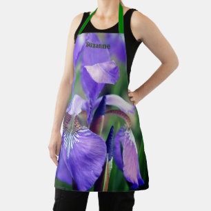 Purple Blue Flag Iris Flower Personalised Apron