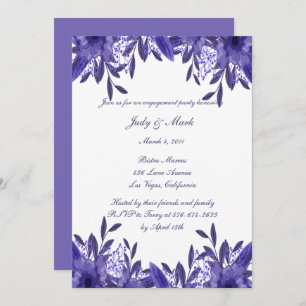 Purple Blue Floral Foliage Engagement Party Invitation