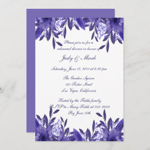 Purple Blue Floral Foliage Rehearsal Dinner Invitation