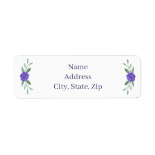 Purple Blue Floral Greenery Foliage Address Labels