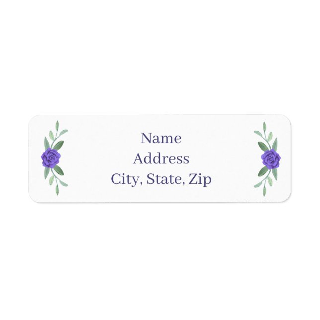 Purple Blue Floral Greenery Foliage Address Labels (Front)