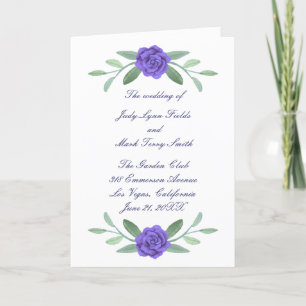 Purple Blue Floral Greenery Foliage Wedding Program