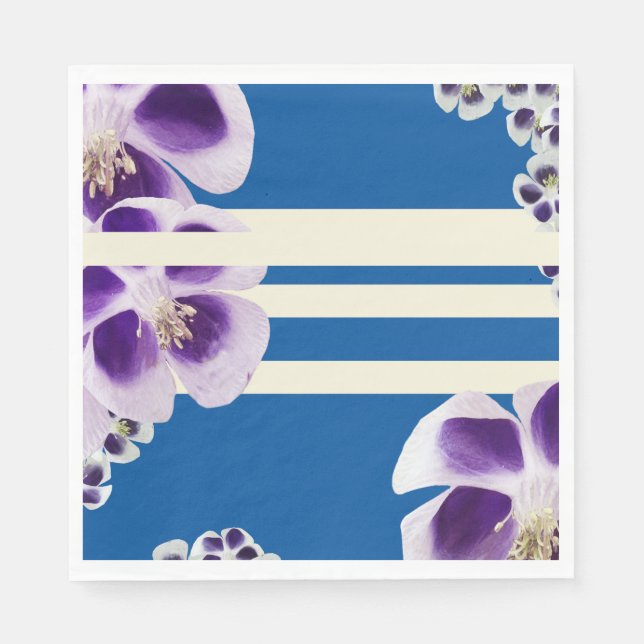 Purple & Blue  Floral  Napkin (Front)